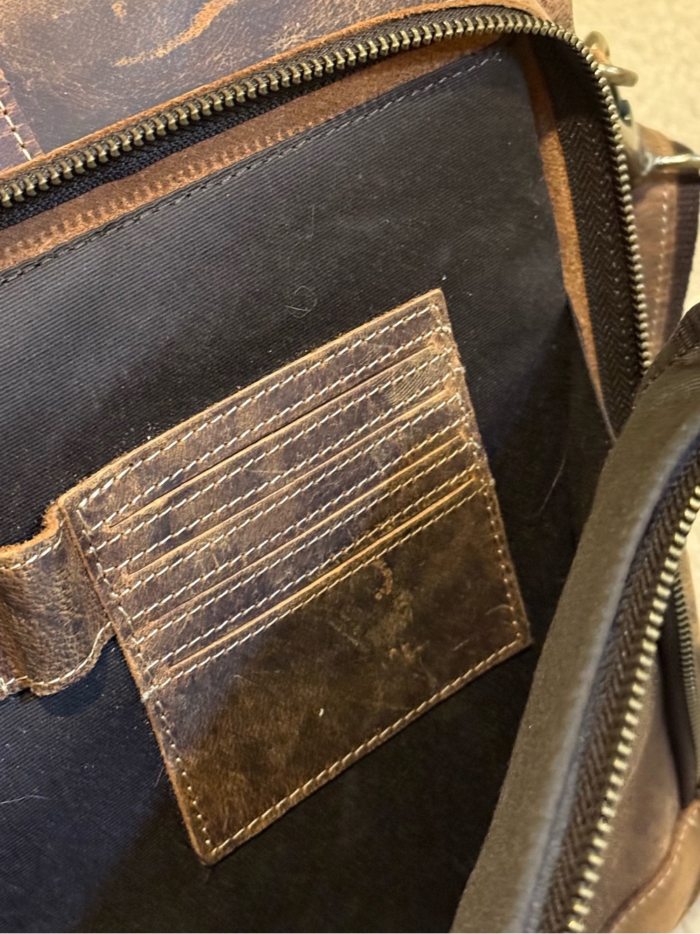 18-Inch Buffalo Leather Briefcase – Distressed Brown Laptop School Messenger Bag - Picture 11 of 16